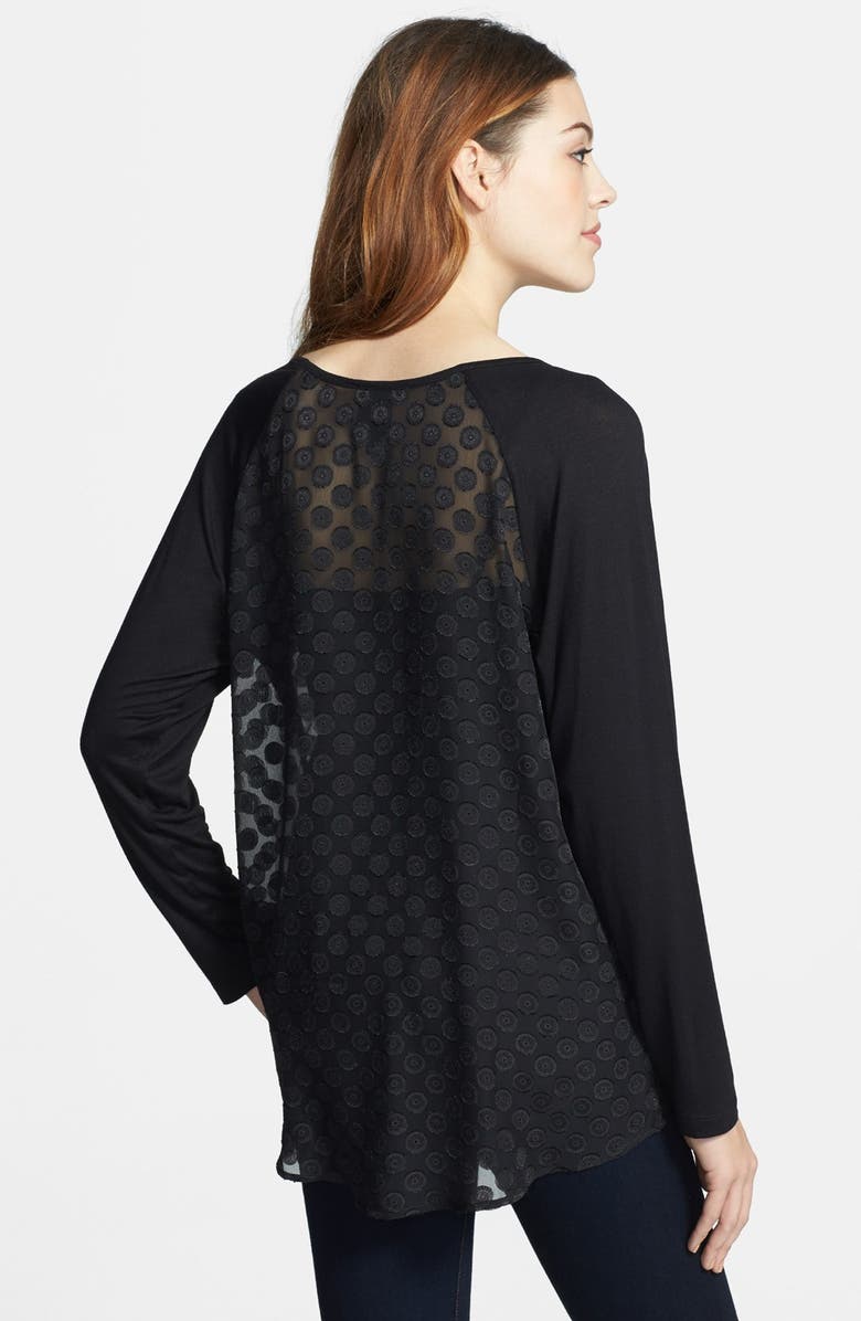 Bobeau Raglan Sleeve Sheer Textured Top, Alternate, color, 