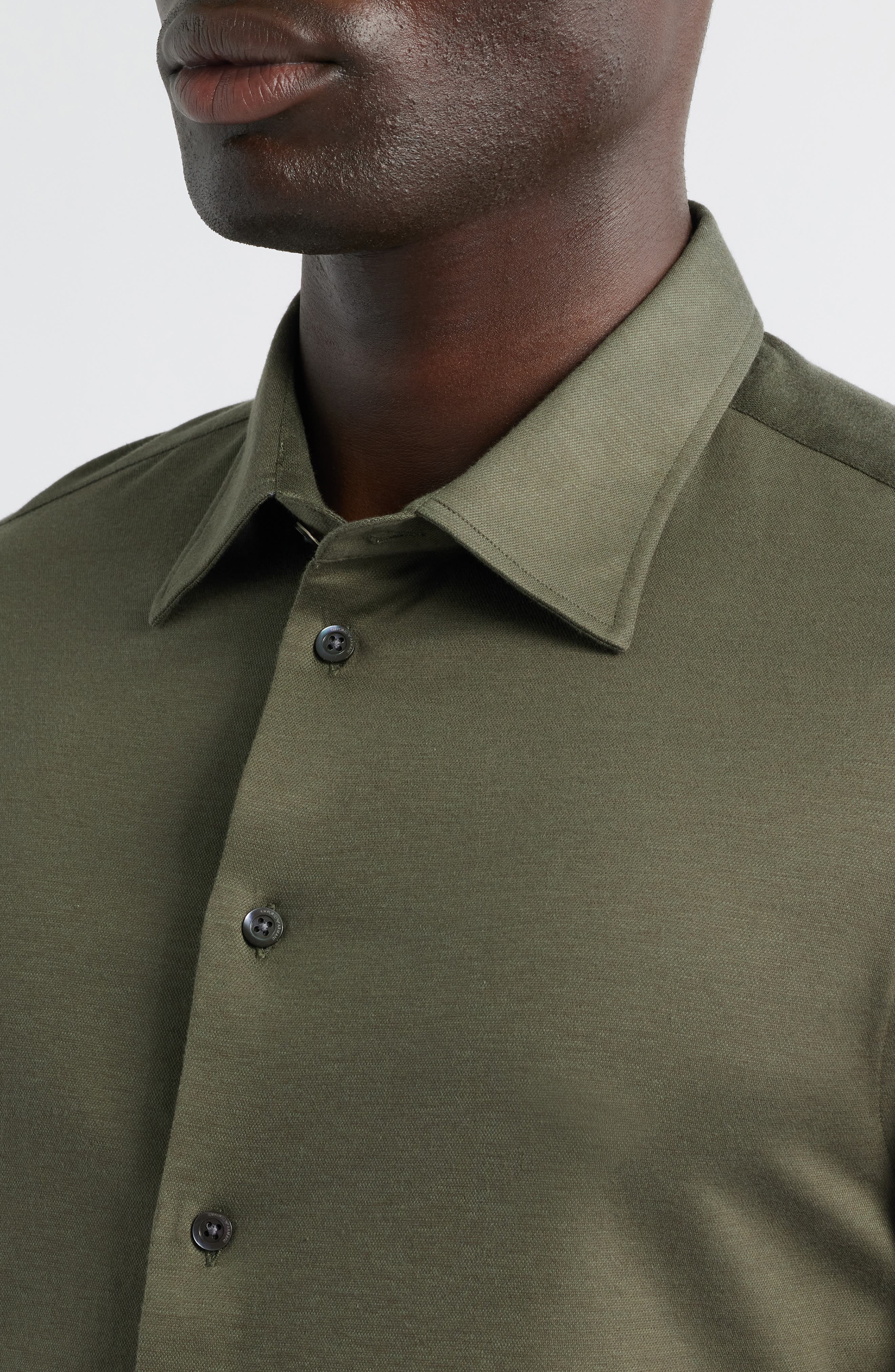 Solid Cotton Pique Button-Up Shirt - image 2