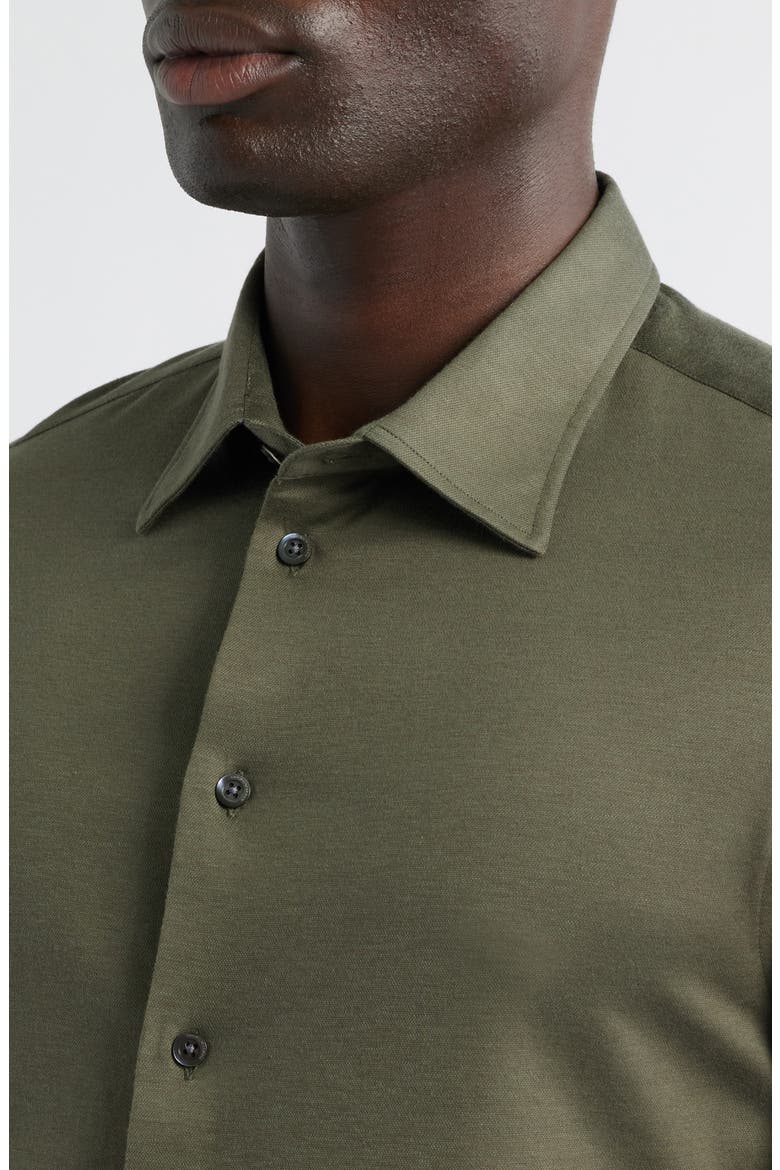 Solid Cotton Piqué Button-Up Shirt, Alternate, color, SOLID MEDIUM GREEN