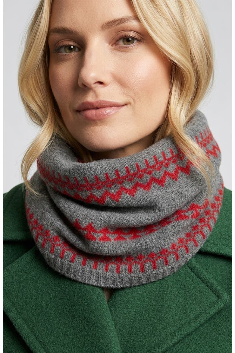 CASHMERE NECK WARMER IN NORDIC DESIGN, Alternate, color, MEDIUM GREY COMBO