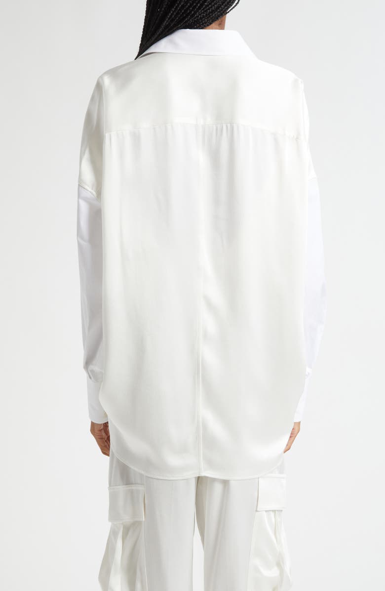 Stella McCartney Mixed Media Button-Up Shirt, Alternate, color, 9200 - Cream