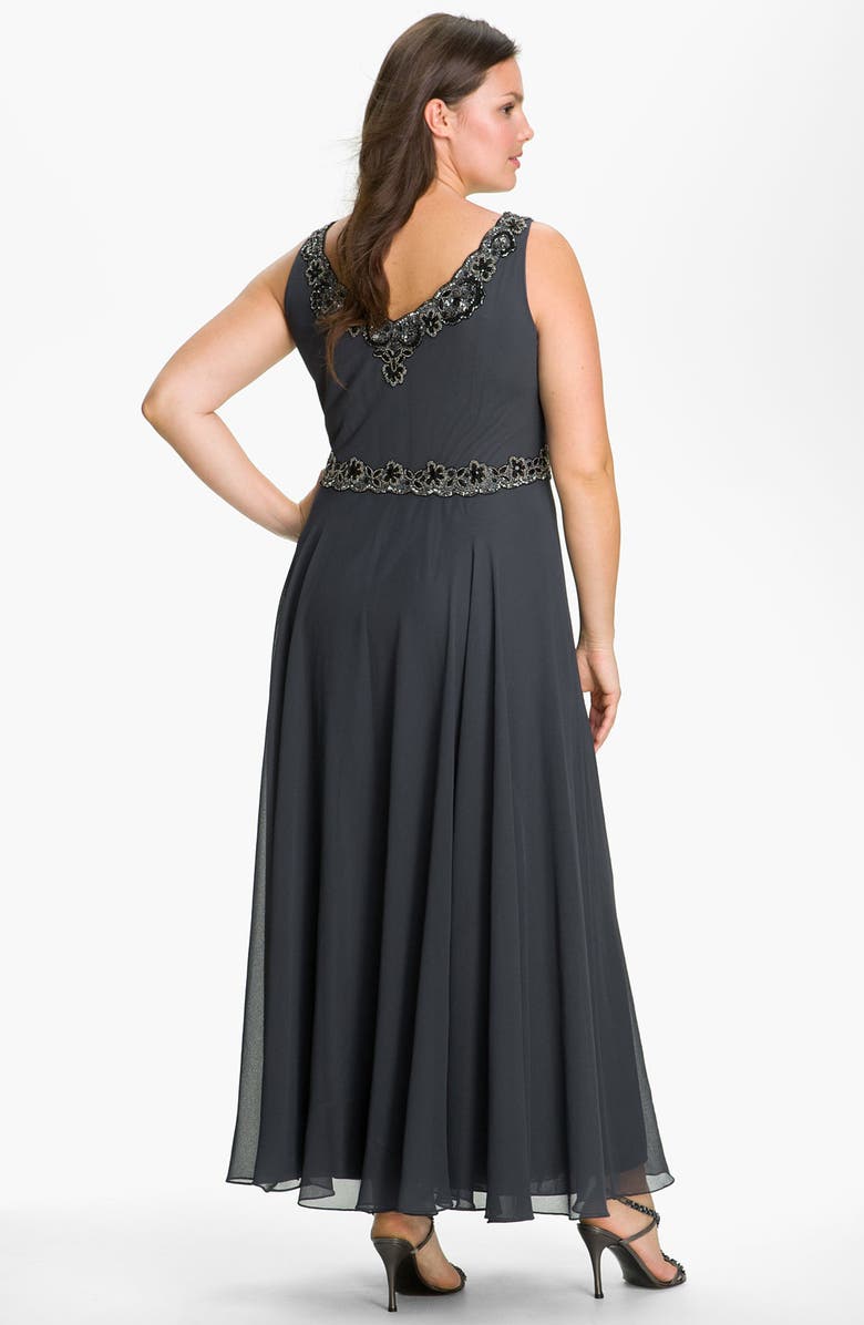 J Kara Beaded Chiffon Gown & Jacket, Alternate, color, 