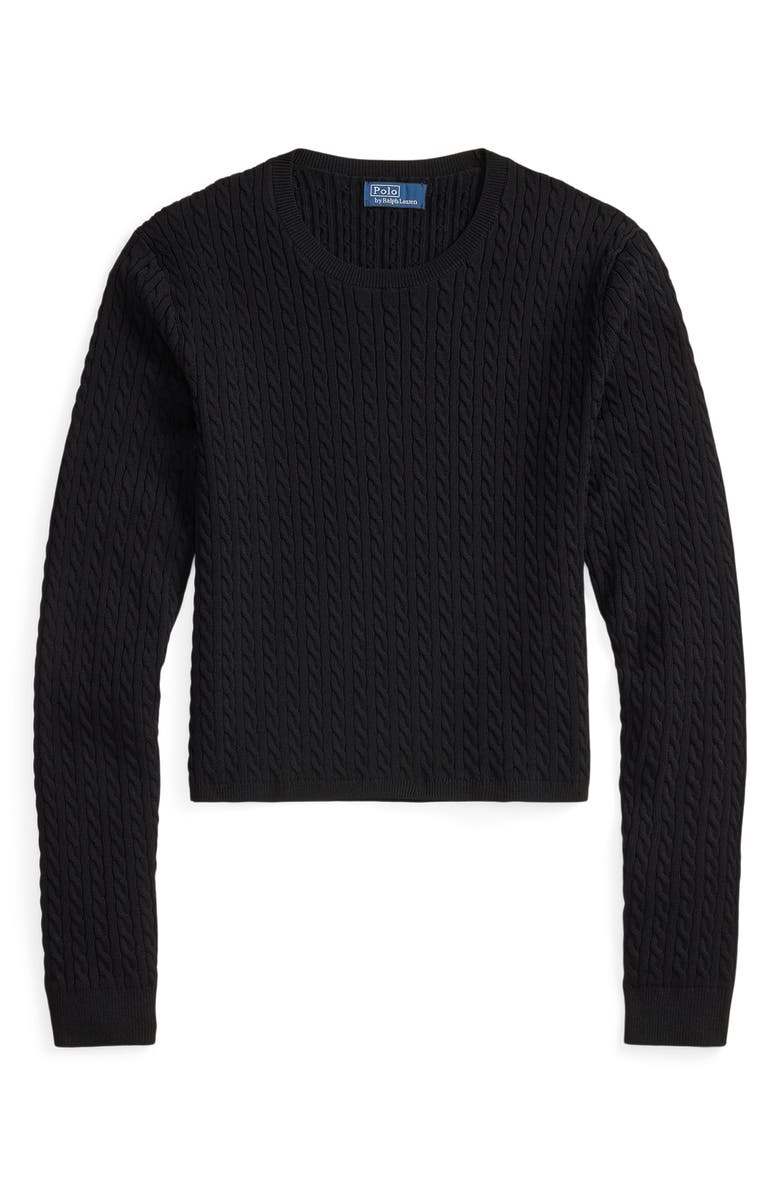 Polo Ralph Lauren Cable Knit Crop Sweater, Alternate, color, Polo Black