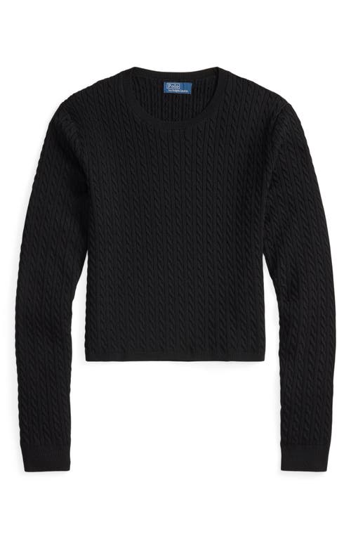 Polo Ralph Lauren Cable Knit Crop Sweater In Black