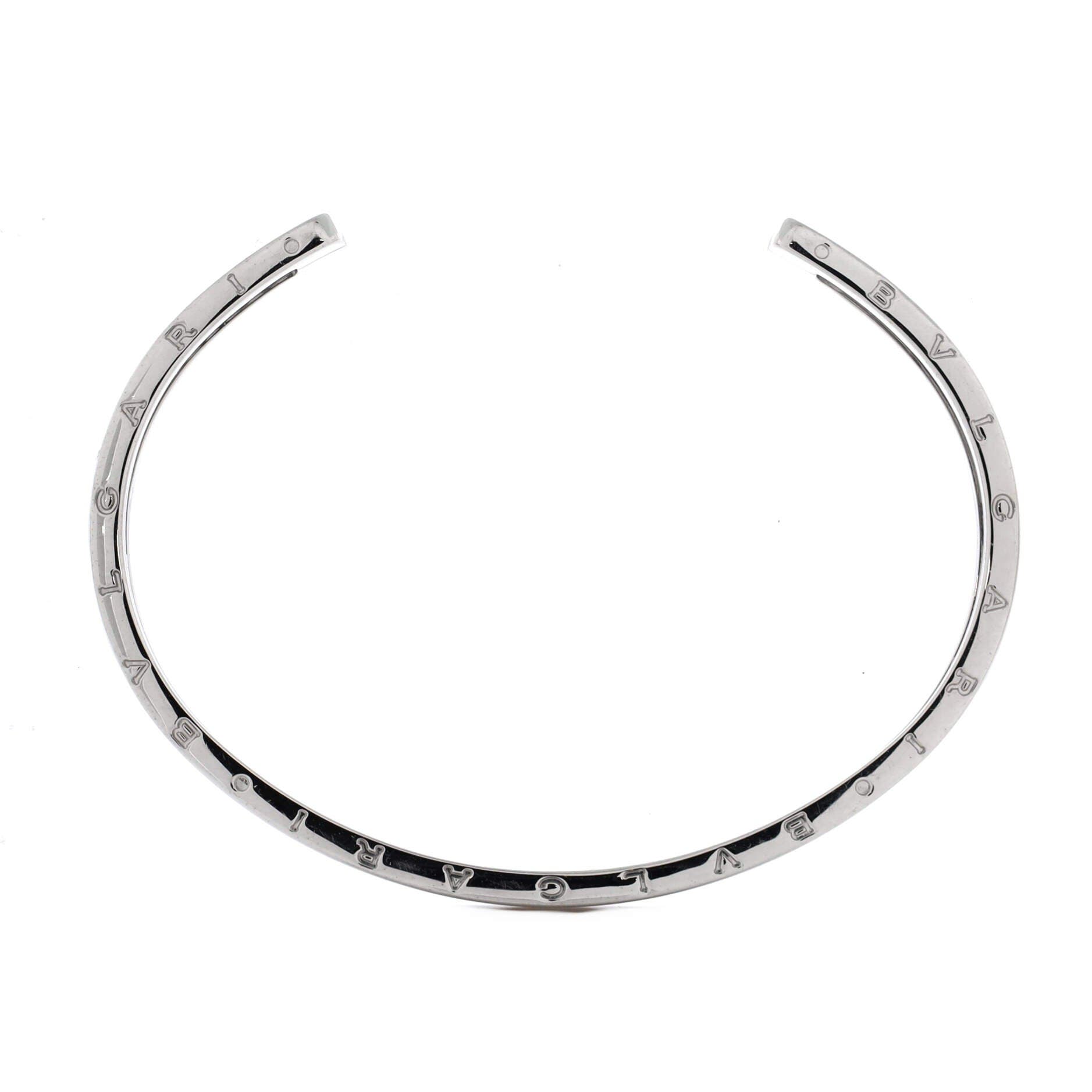B.Zero1 Cuff Bracelet 18K White Gold with Pave Diamonds, Alternate, color, Metallic Silver