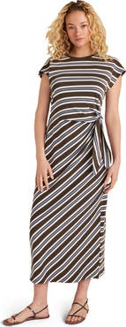 Haven Well Within Organic Cotton Interlock Stripe Midi Knot Dress