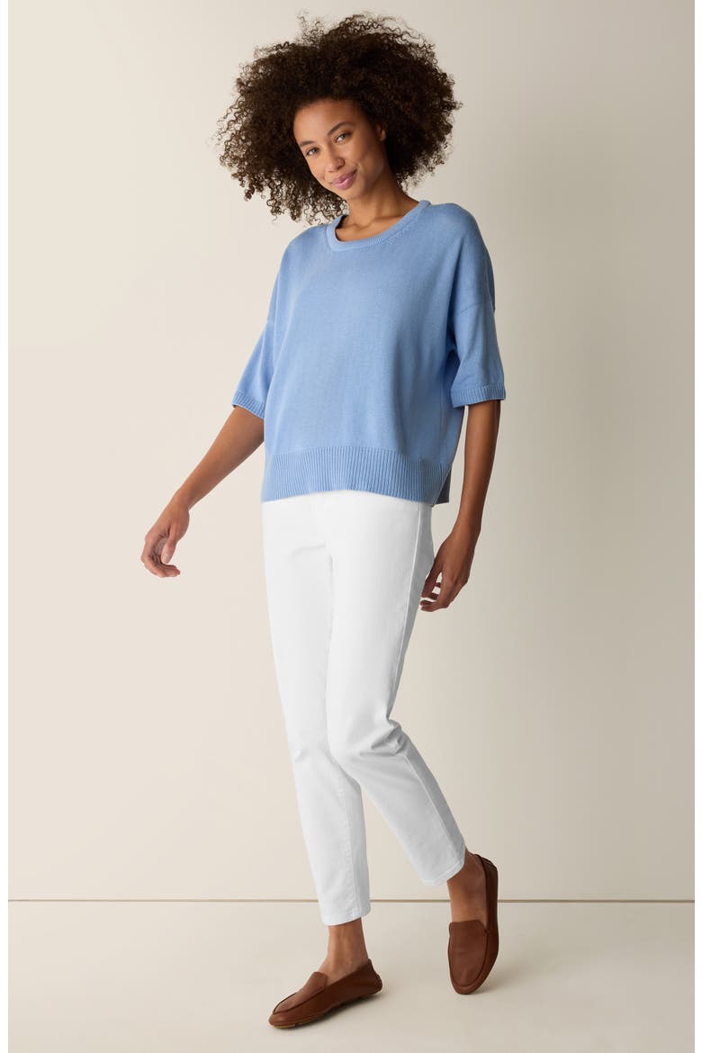 Elbow Sleeve Organic Cotton Blend Crewneck Sweater, Alternate, color, SKYLIGHT