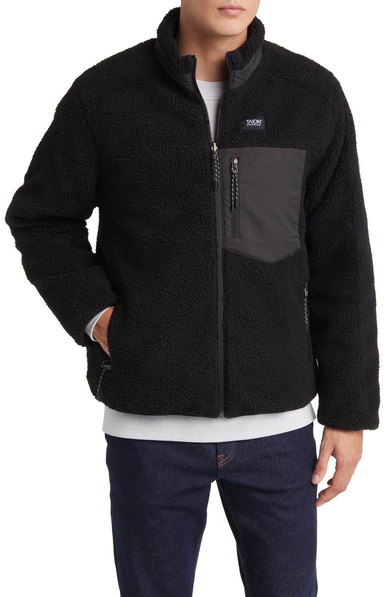 TAION Reversible Fleece Down Jacket, Alternate, color, Black/Black