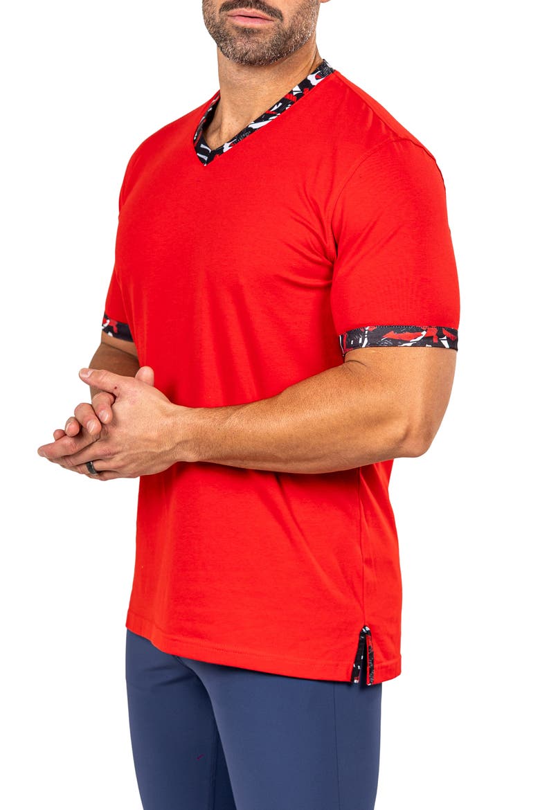 Edison Marthyr0007 Red Cotton V-Neck T-Shirt, Alternate, color, RED