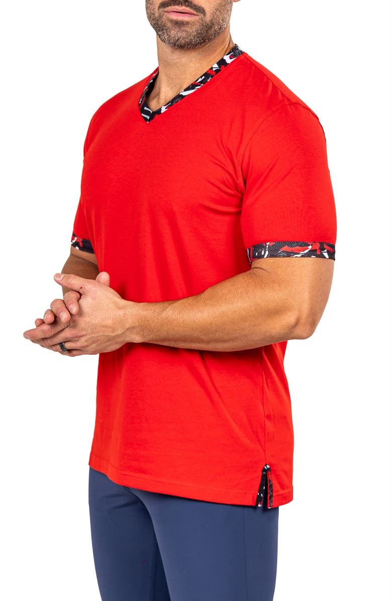 Maceoo Edison Marthyr0007 Red Cotton V-Neck T-Shirt, Alternate, color, 