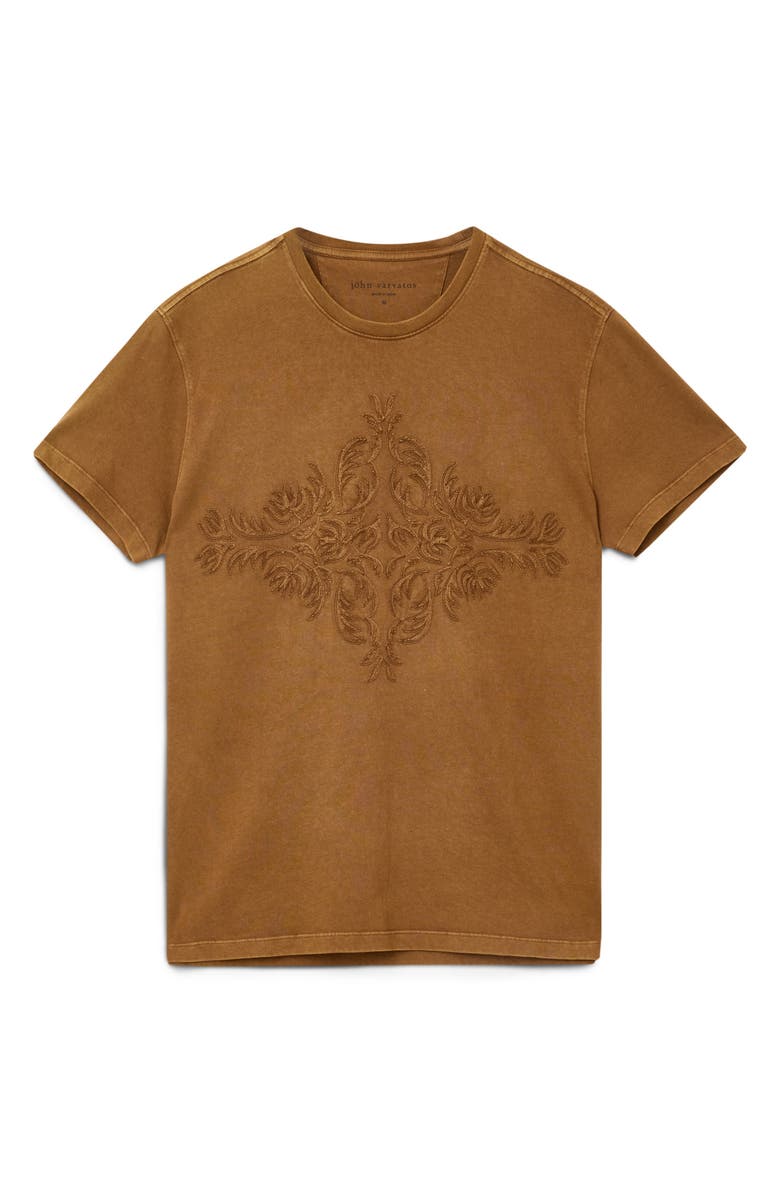John Varvatos Embroidered T-Shirt, Alternate, color, Sienna Brown