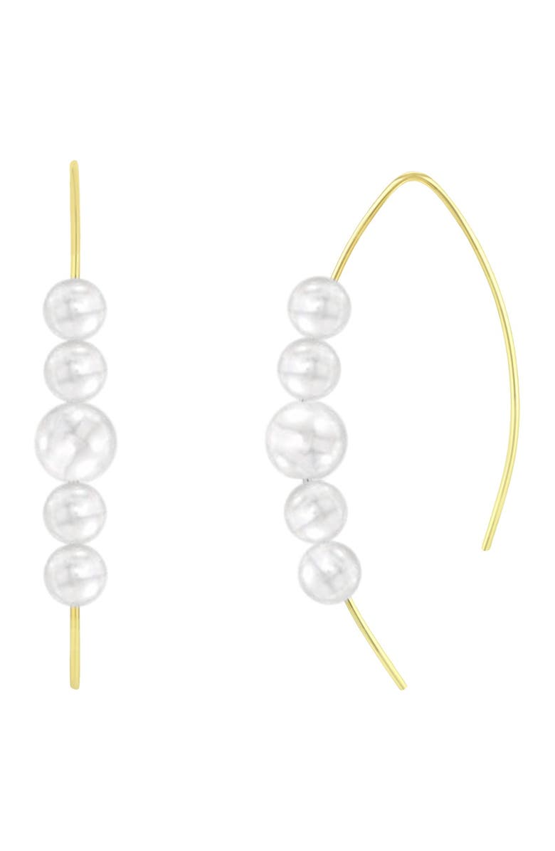 SAVVY CIE JEWELS 14K Gold Graduated Swarovski Faux 6-8mm Pearl Earrings, Main, color, 