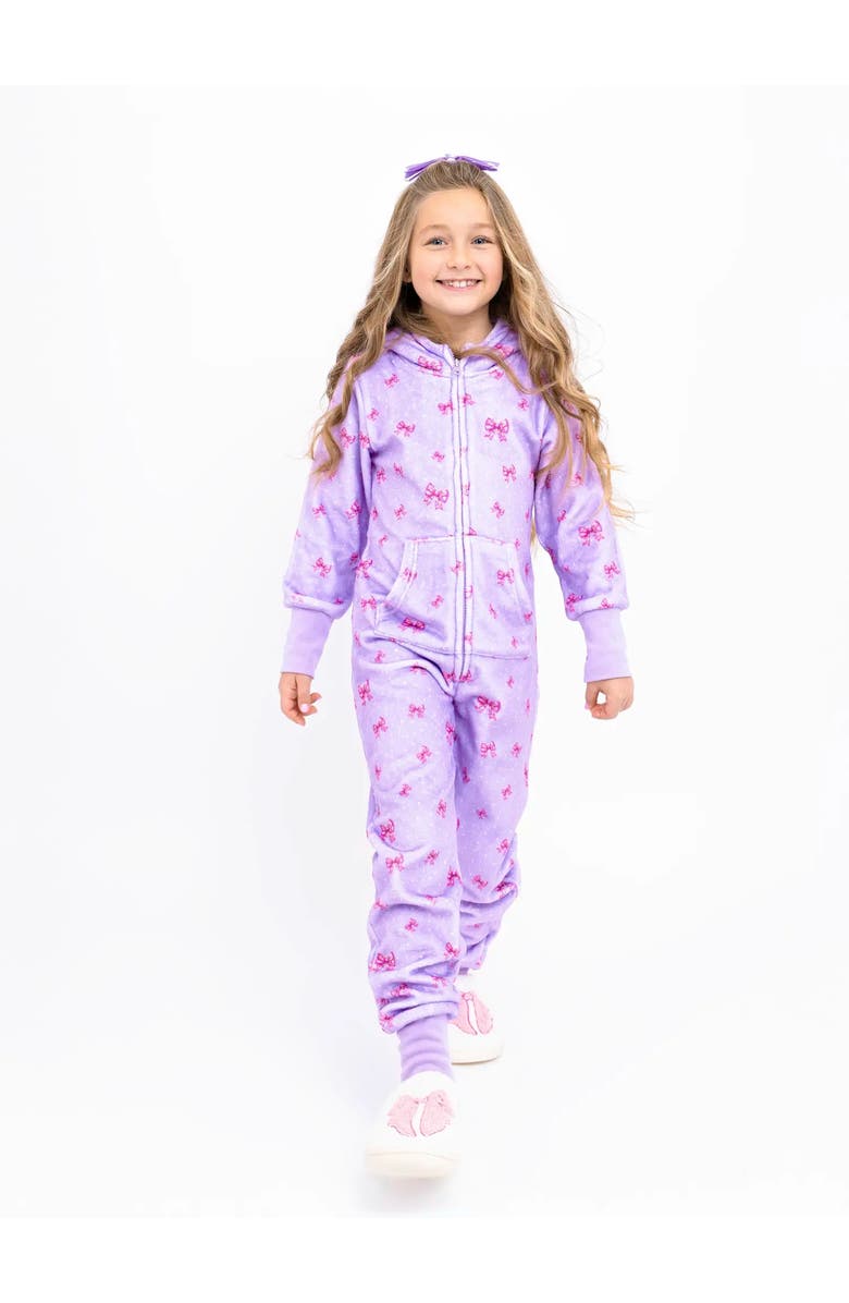 Preppy Goose Plush Holiday Bows loungewear jumpsuit, Main, color,