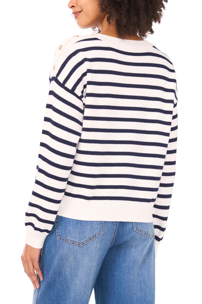 Stripe Combed Cotton Sweater, Alternate, color, ANTIQUE WHITE