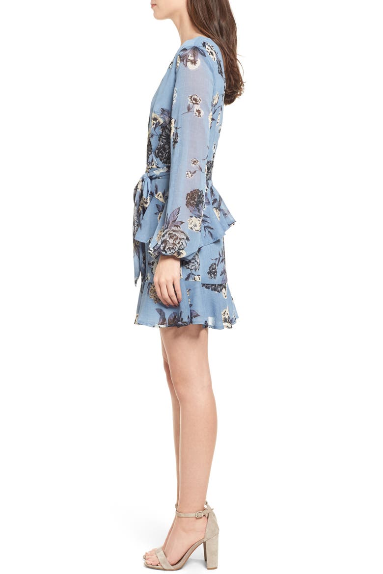 Tiered Wrap Dress, Alternate, color, BLUE PRINT