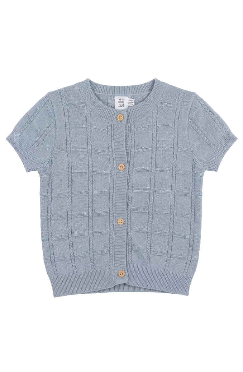 Mr. Mr. Short Sleeve Checkered Cotton Knit Sweater, Main, color, Dusty Blue