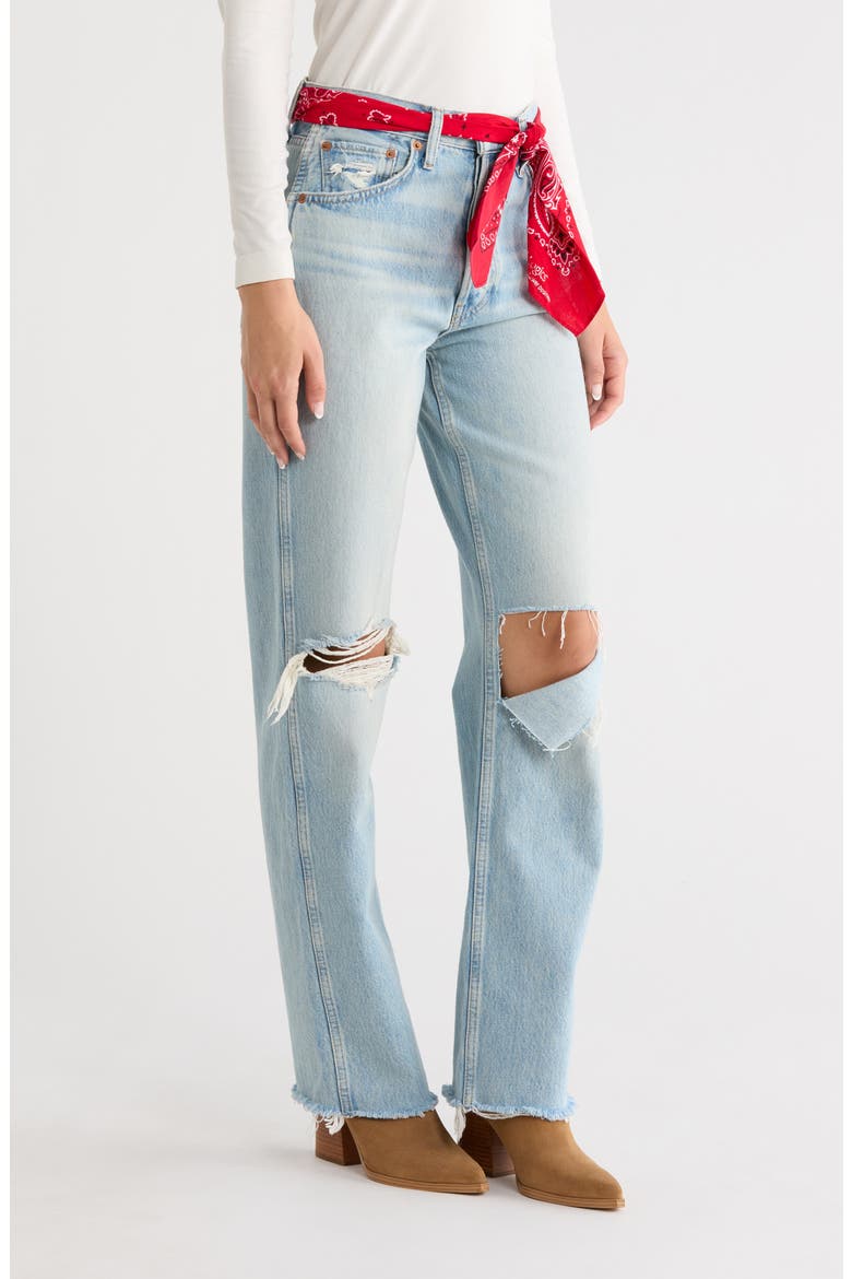 '90s High Waist Ripped Jeans with Bandana Belt, Alternate, color, SILVER SPRINGS