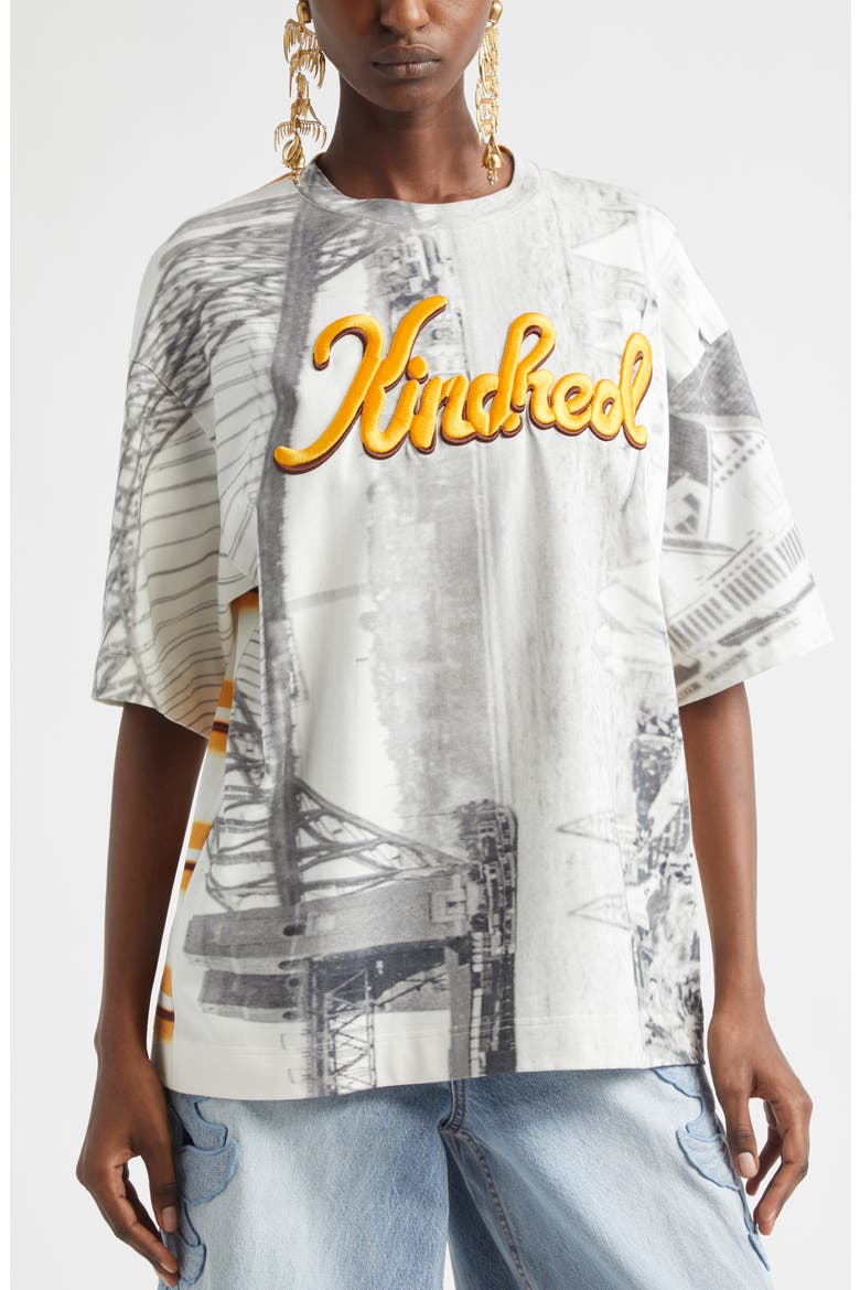 Alchemy Oversize Embroidered Cotton Graphic T-Shirt, Alternate, color, GOLDEN STRIPE