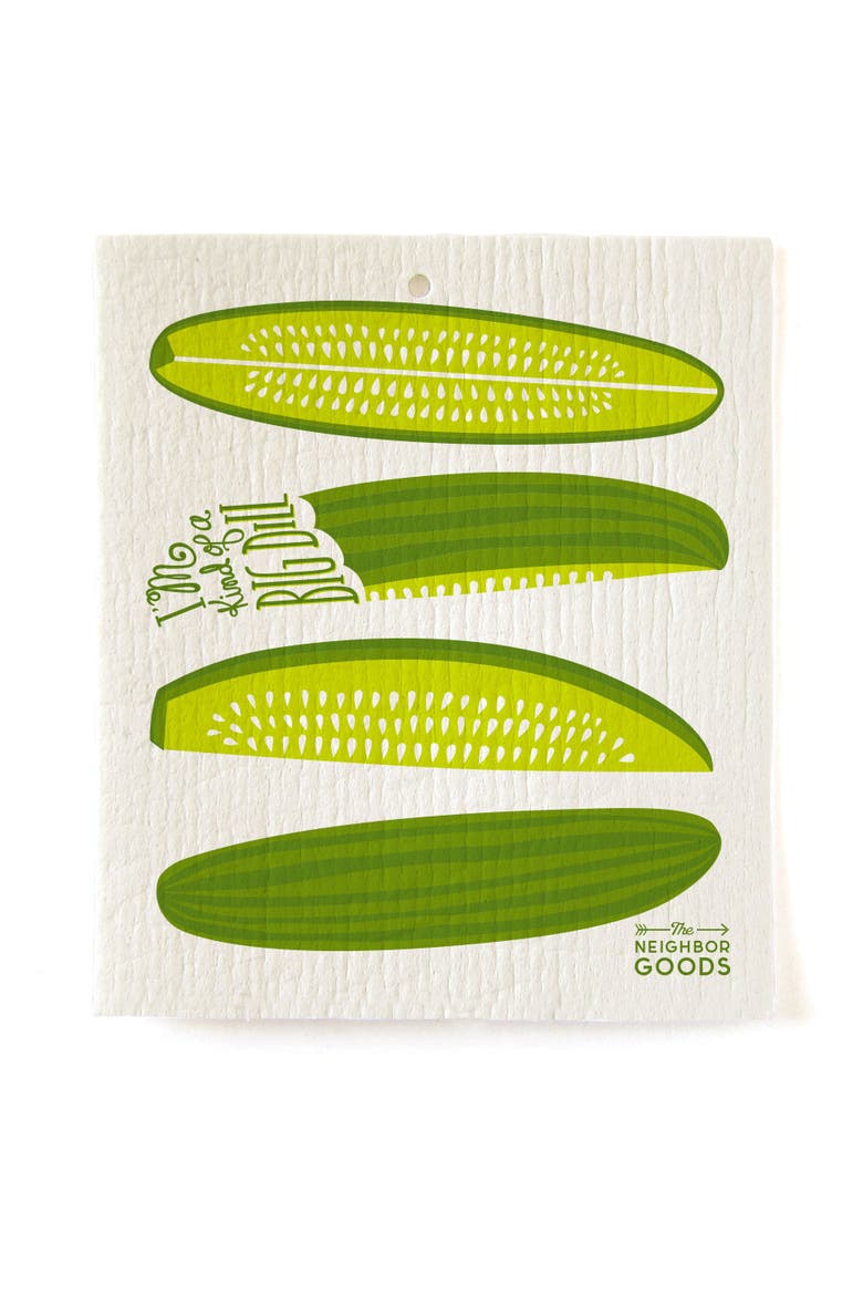 Pickle Dish Towel + Sponge Cloth Gift Set, Alternate, color, Green
