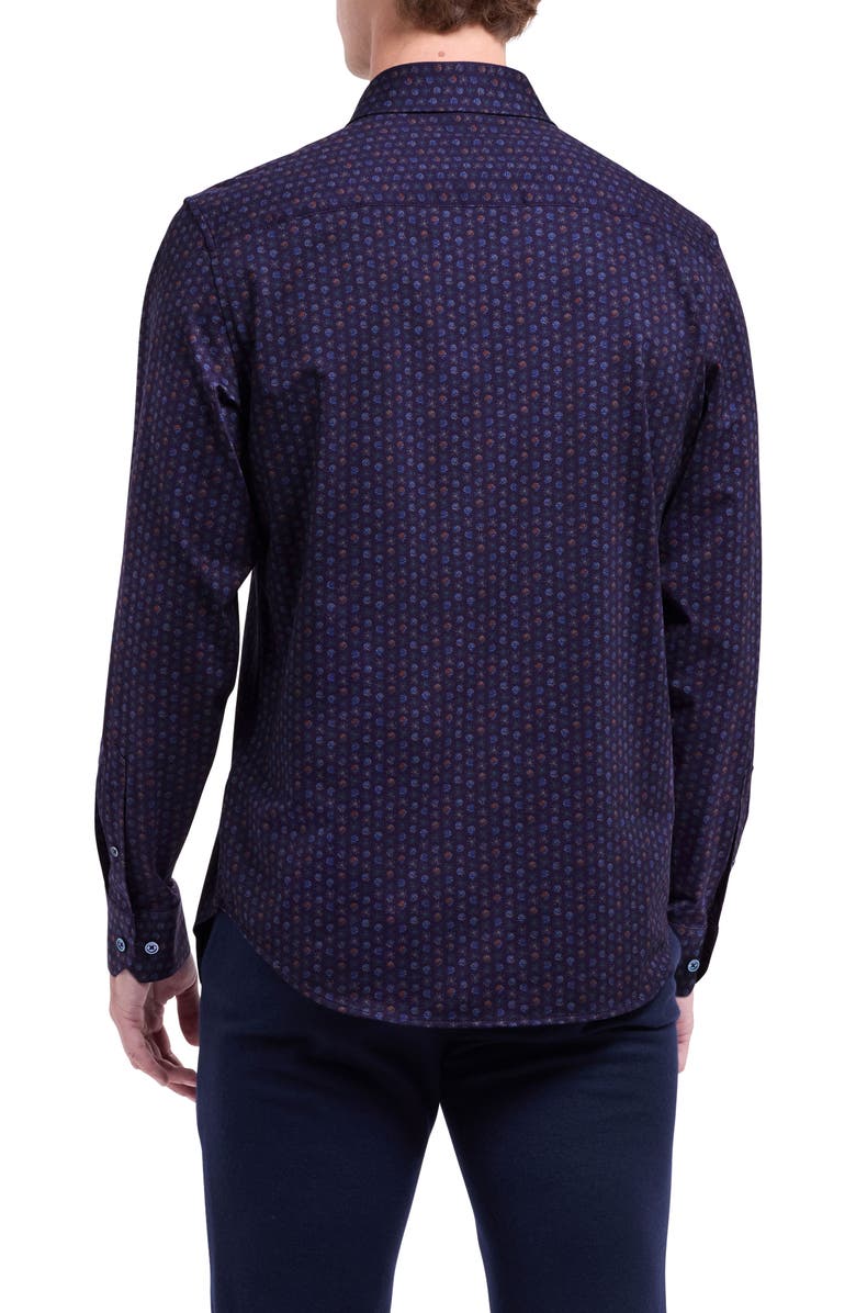 Bugatchi Jimmy OoohCotton<sup>®</sup> Floral Button-Up Shirt, Alternate, color, Eggplant