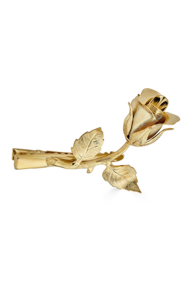 Rose & Vine Hair Clip, Main, color, Gold