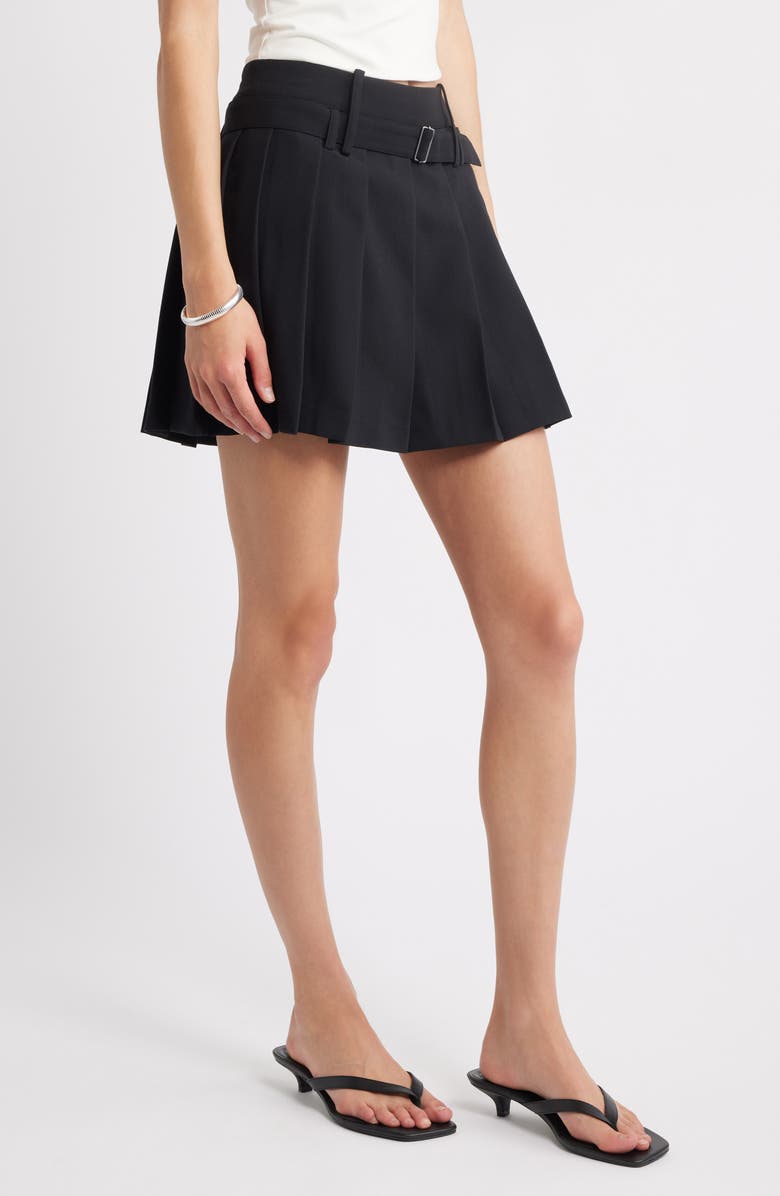 Open Edit Pleated Belted Miniskort, Alternate, color,