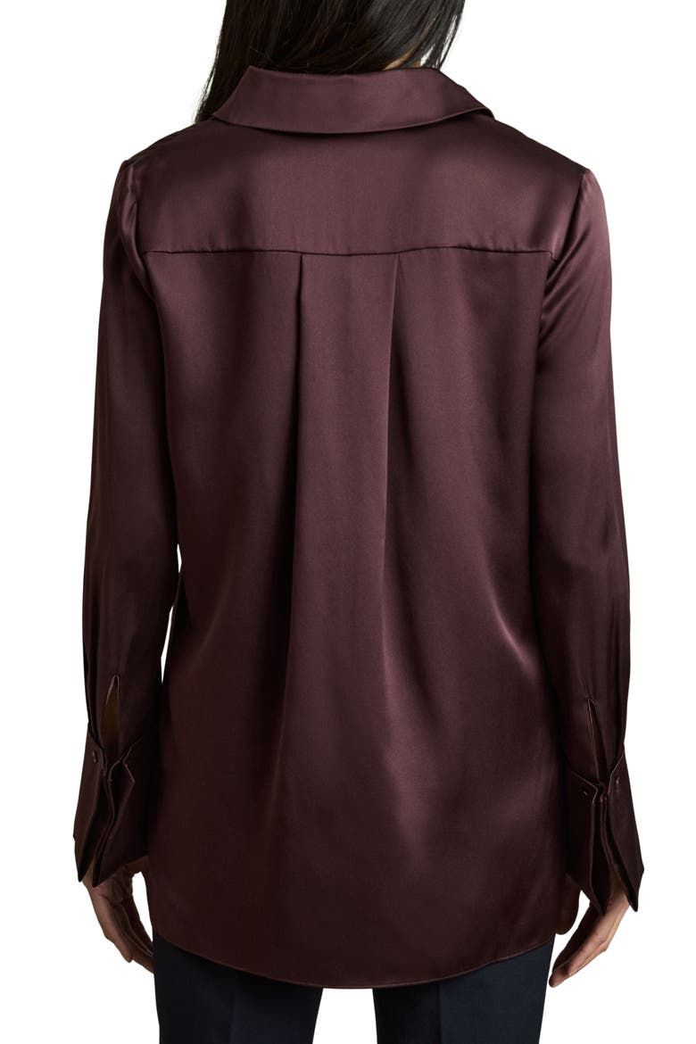 Hailey Silk Button-Up Shirt, Alternate, color, BURGUNDY