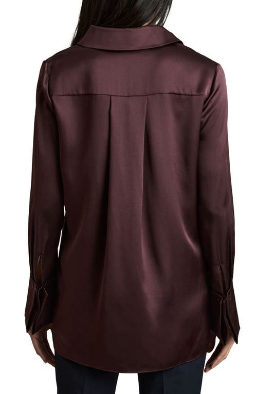 Reiss Hailey Silk Button-up Shirt In Burgundy