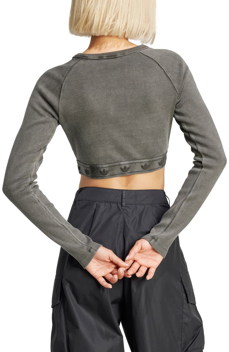 adidas Originals Long Sleeve Rib Crop Top, Alternate, color,