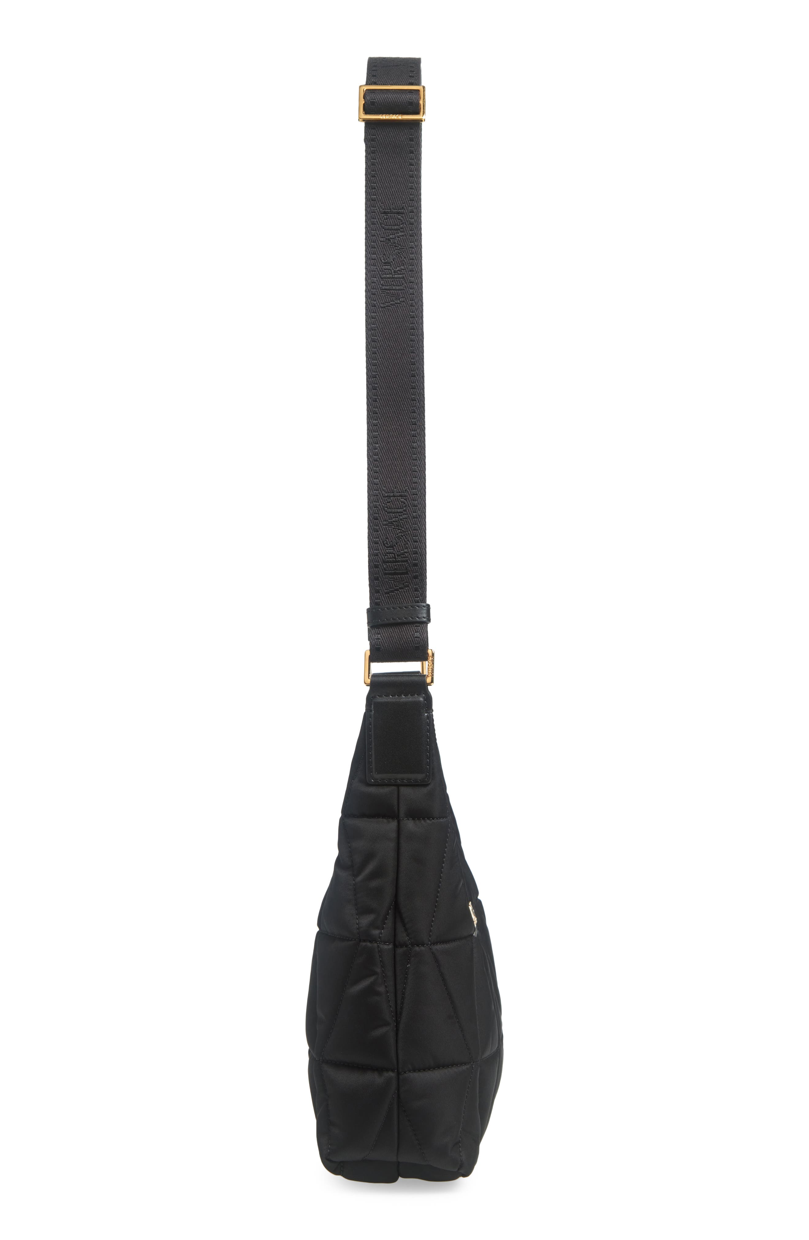 Versace Quilted Nylon Hobo Bag, Alternate, color, 