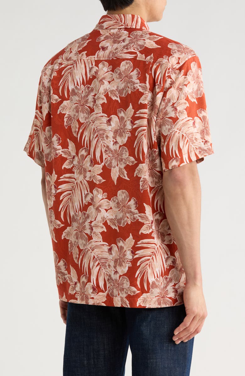 Tommy Bahama Ravello Floral Short Sleeve Silk Button-Up Shirt, Alternate, color, Salsa