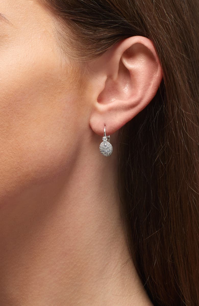 Nadri Crushed Pavé Oval Drop Earrings, Alternate, color, Rhodium