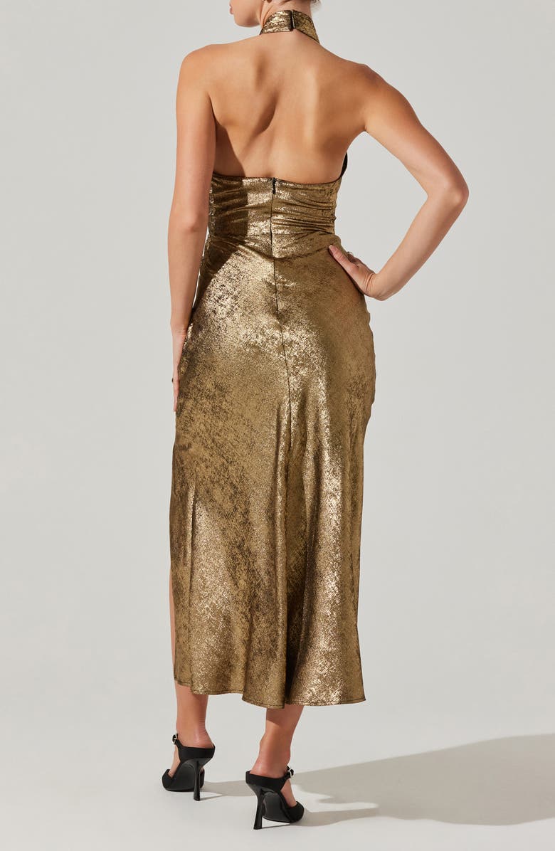 Marissa Golden Halter Maxi Dress