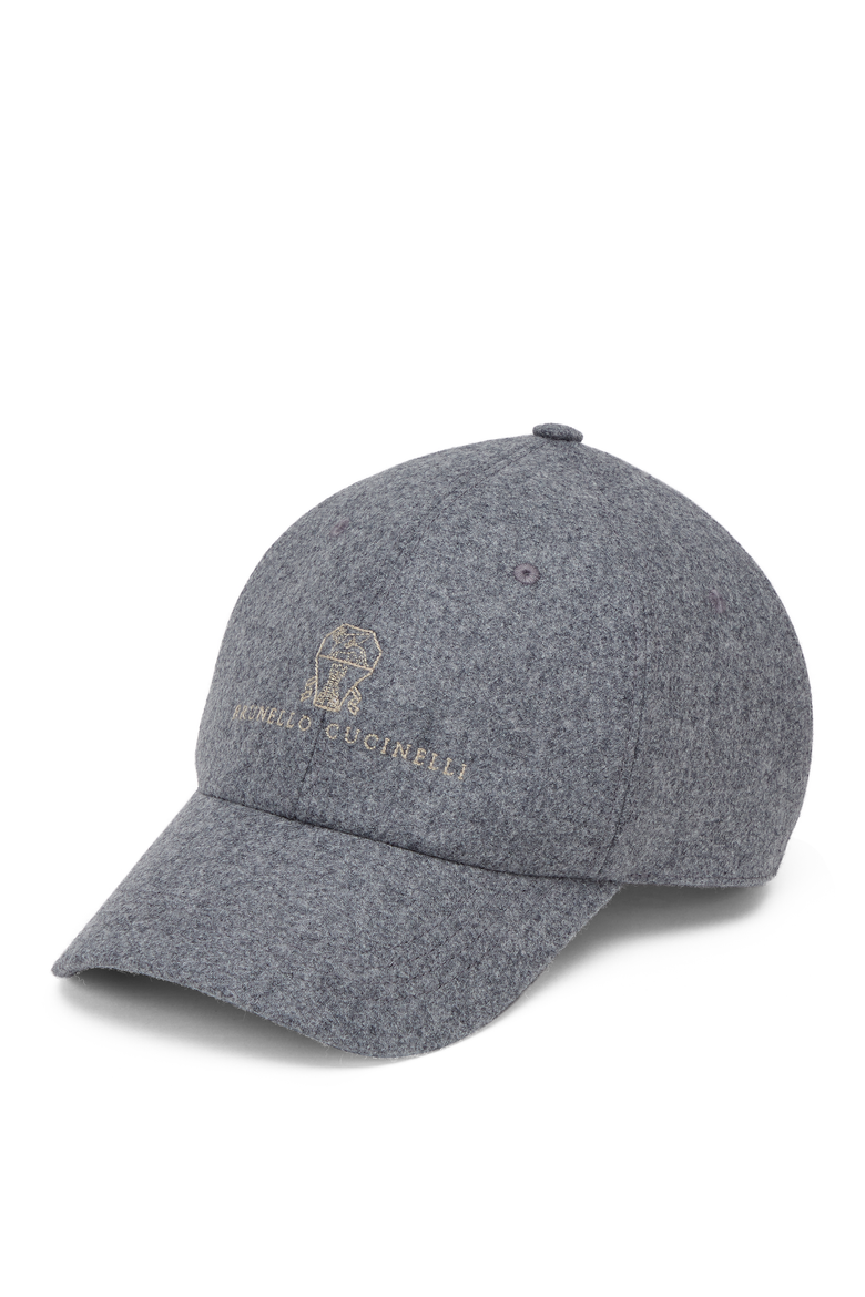 Virgin wool flannel baseball cap with embroidery, Main, color, Medium Grey