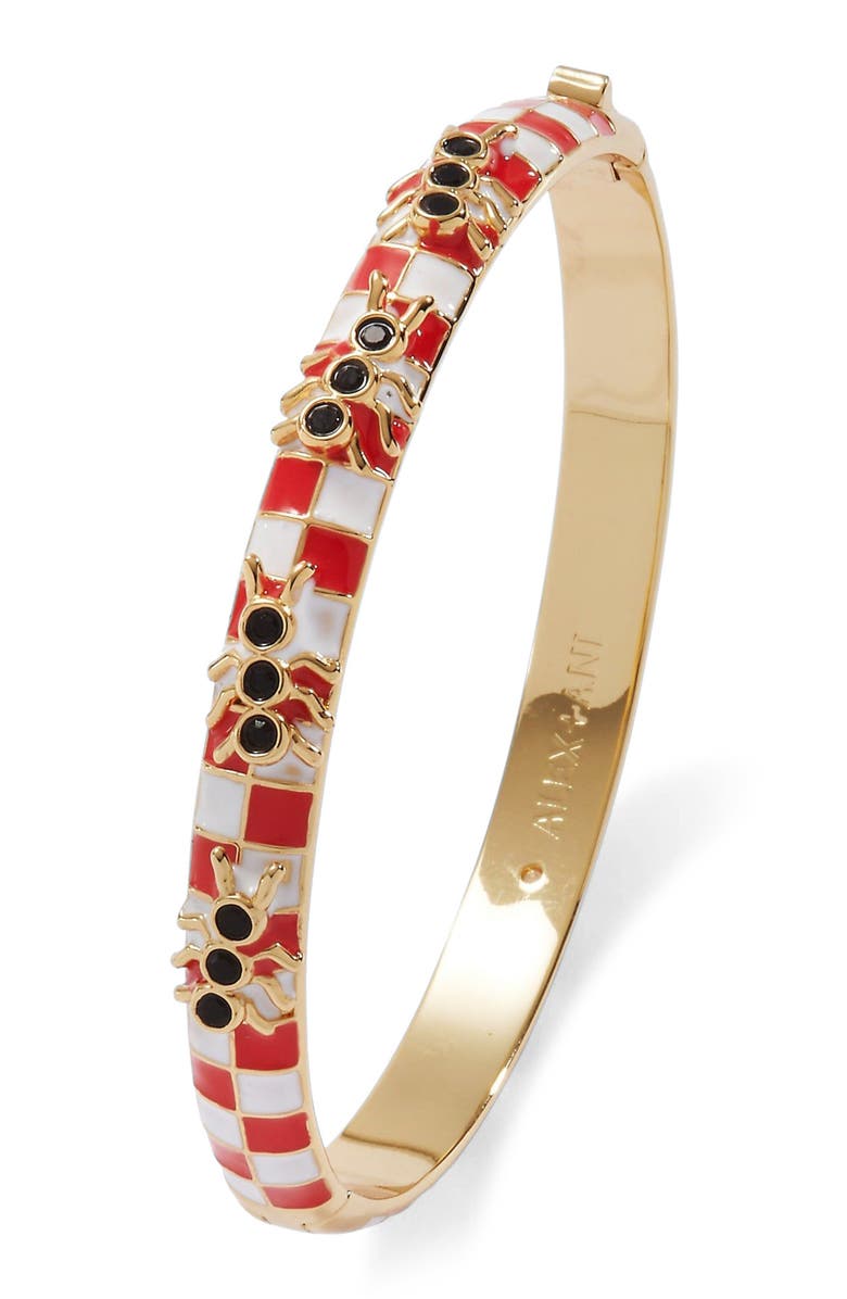 Alex and Ani Picnic Blanket Hinge Bangle with Ants, Alternate, color, Red