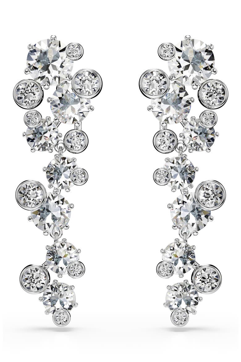 Constella Crystal Drop Earrings, Main, color, WHITE/ SILVER