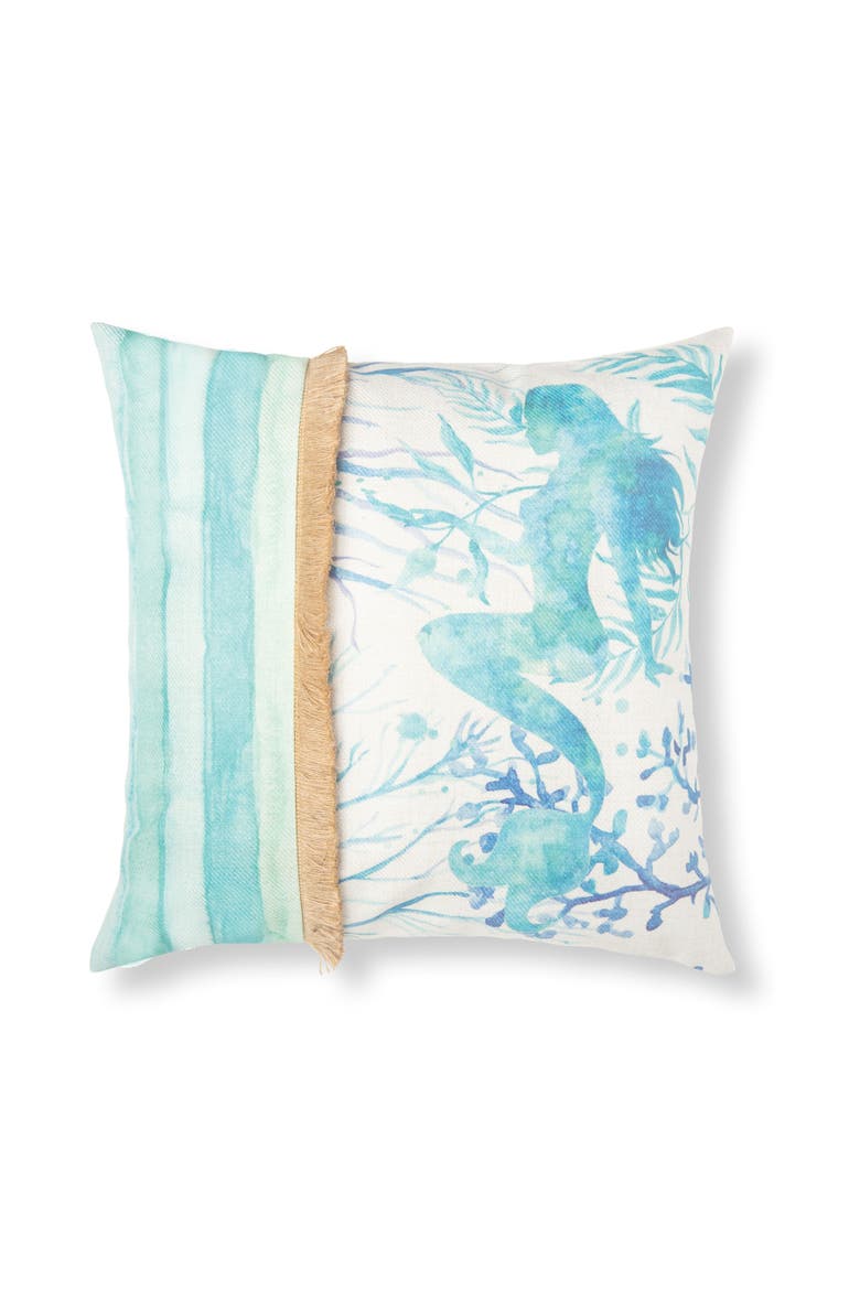 Mermaid 2 Embroidered Accent Throw Pillow, Main, color, Blue