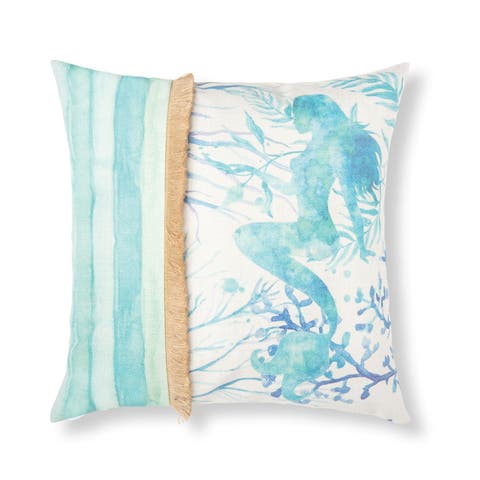 Mermaid 2 Embroidered Accent Throw Pillow