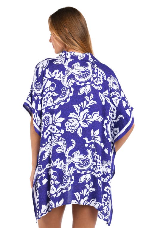 Sunshine 79 Flower Resort Cover-up Shirt In Blue
