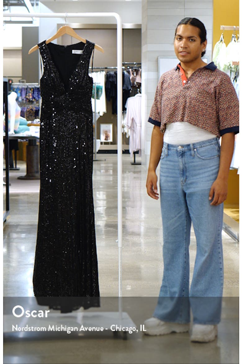V-Neck Sequin Wrap Waist Gown video