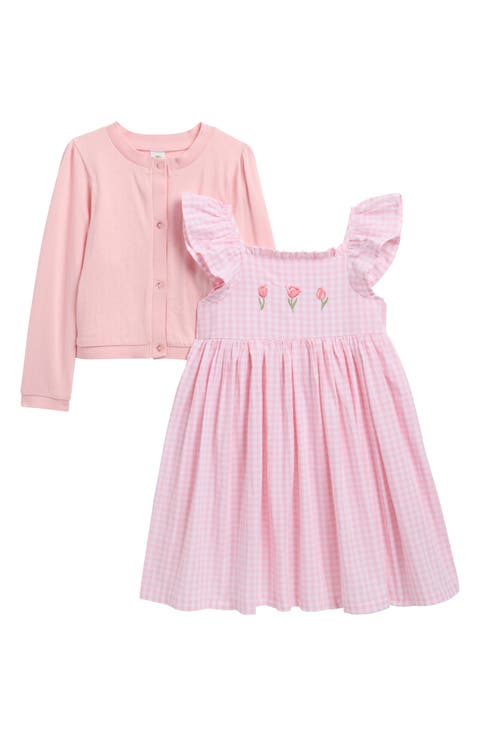 Tulip Sleeve Dress & Cardigan Set (Toddler)