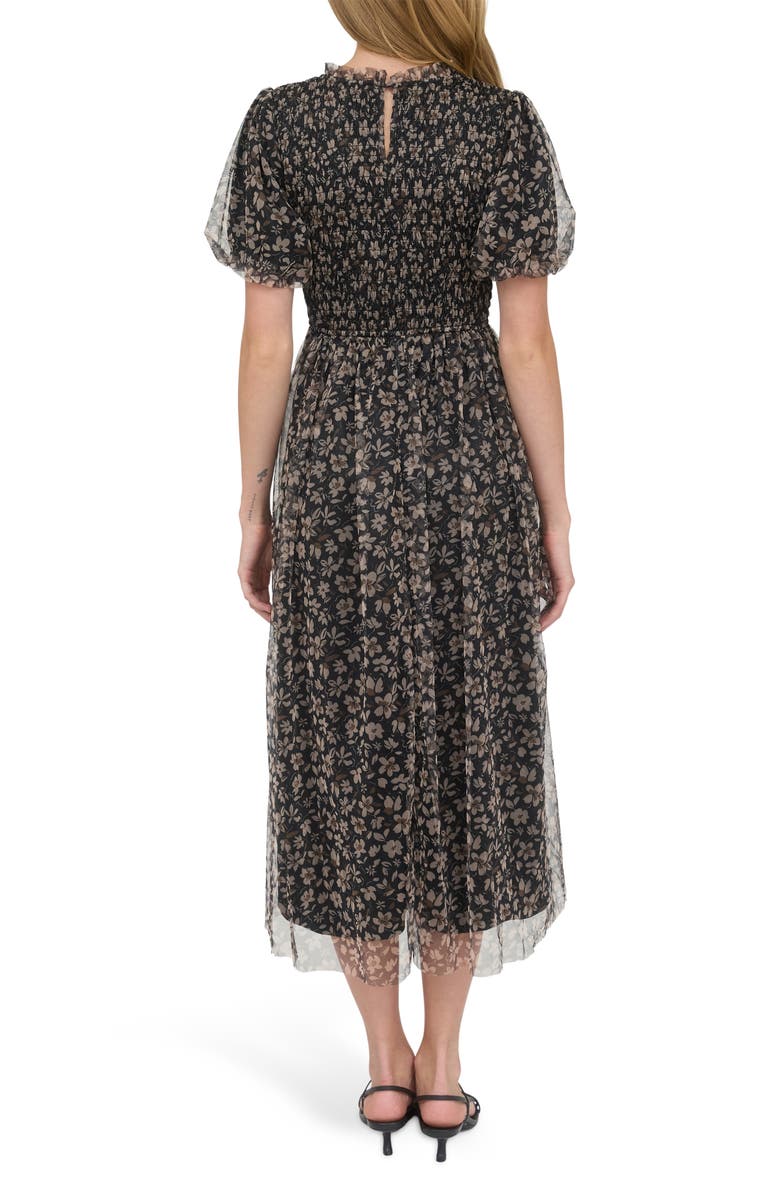AUGUST SKY Floral Smocked Maxi Dress, Alternate, color, Black