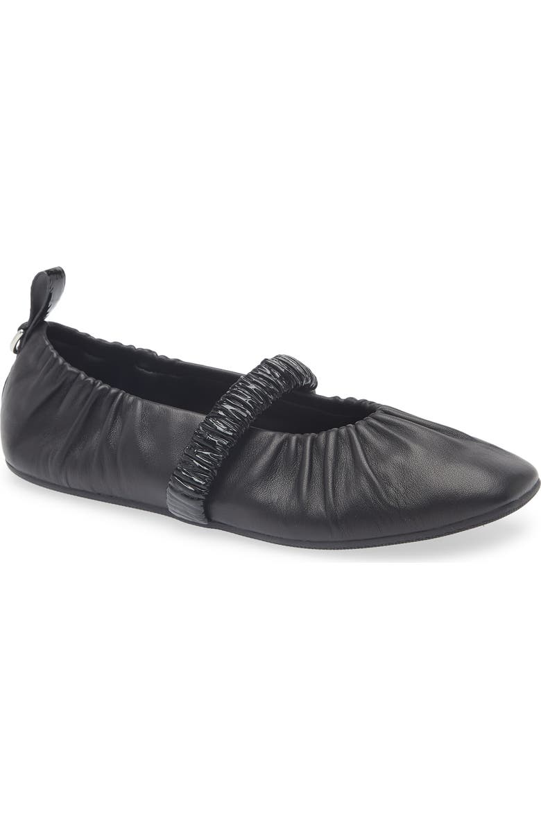 rag & bone Spire Ruched Mary Jane Flat, Main, color, Black