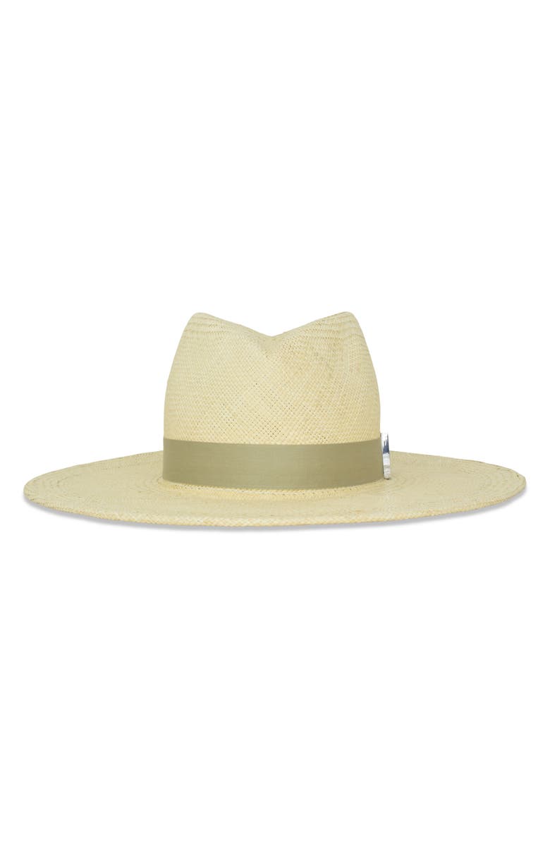 Gigi Burris Millinery Jeanne Straw Fedora, Main, color, Natural/ Sage