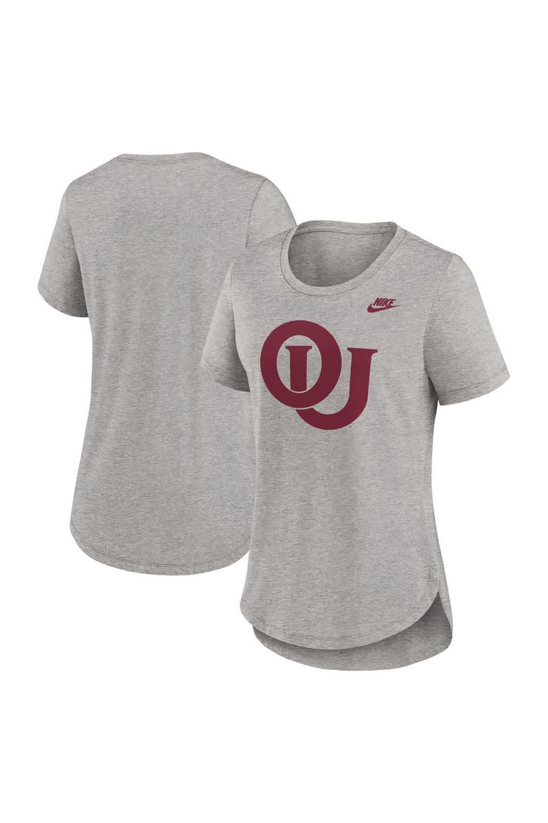 Women's Nike Heather Gray Oklahoma Sooners Legacy Tri-Blend T-Shirt, Main, color, Heather Gray