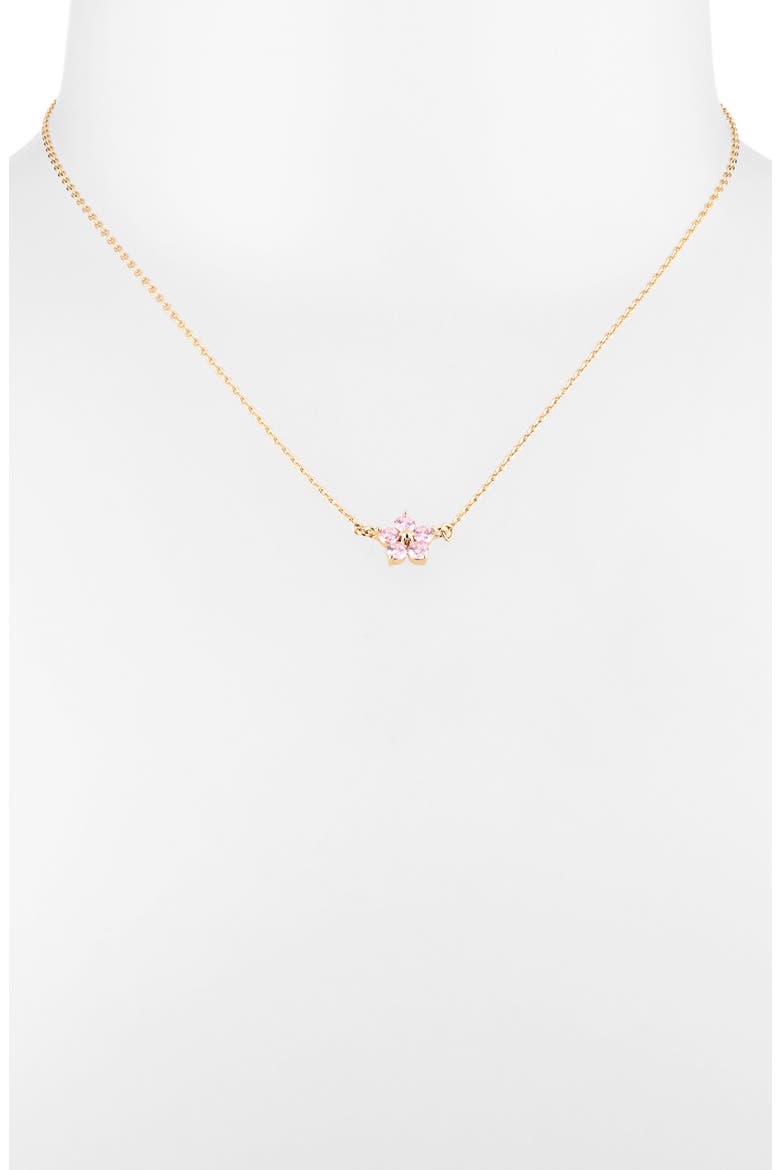 mini flower pendant necklace, Alternate, color, PINK/ GOLD