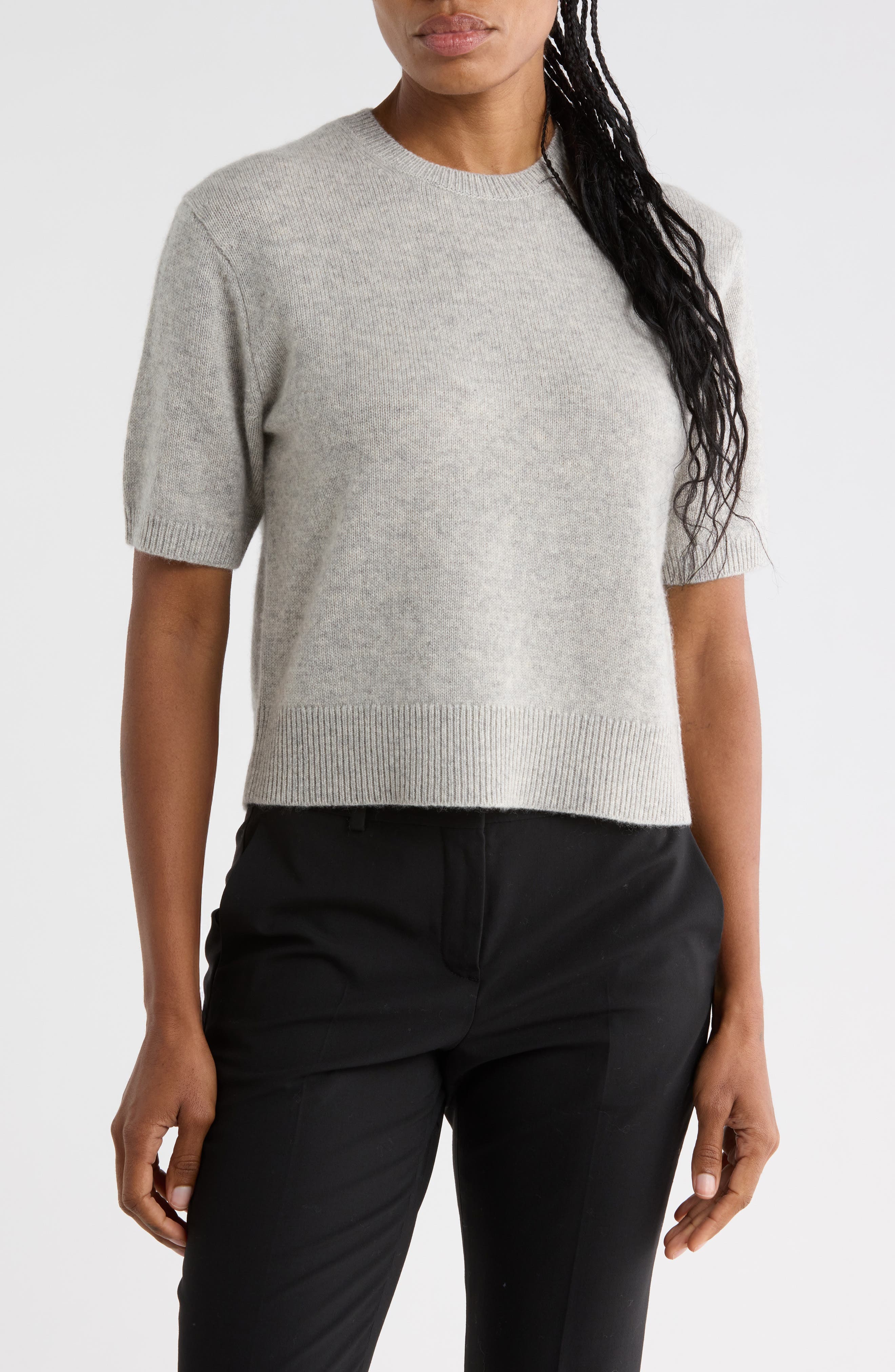 Cashmere Short Sleeve Crop Sweater