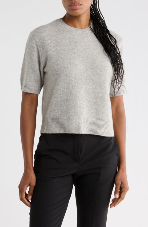 Cashmere Short Sleeve Crop Sweater