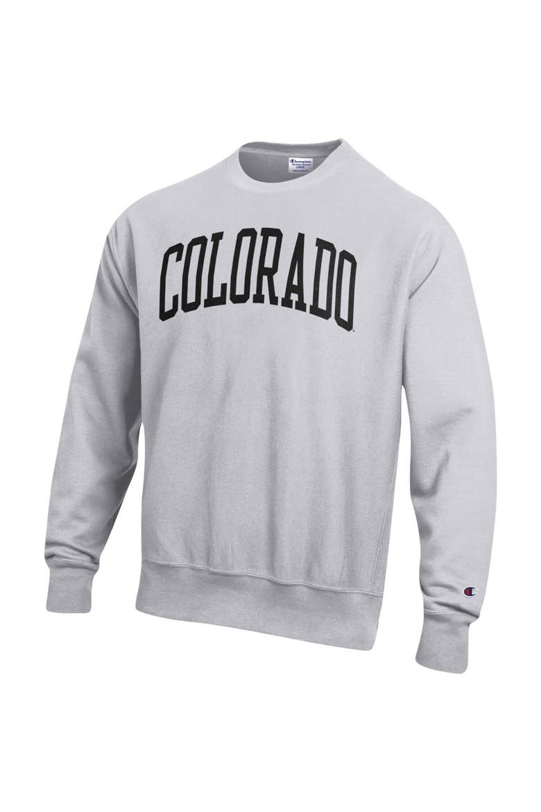 Men's Champion Heathered Gray Colorado Buffaloes Arch Reverse Weave Pullover Sweatshirt, Alternate, color, Heather Gray