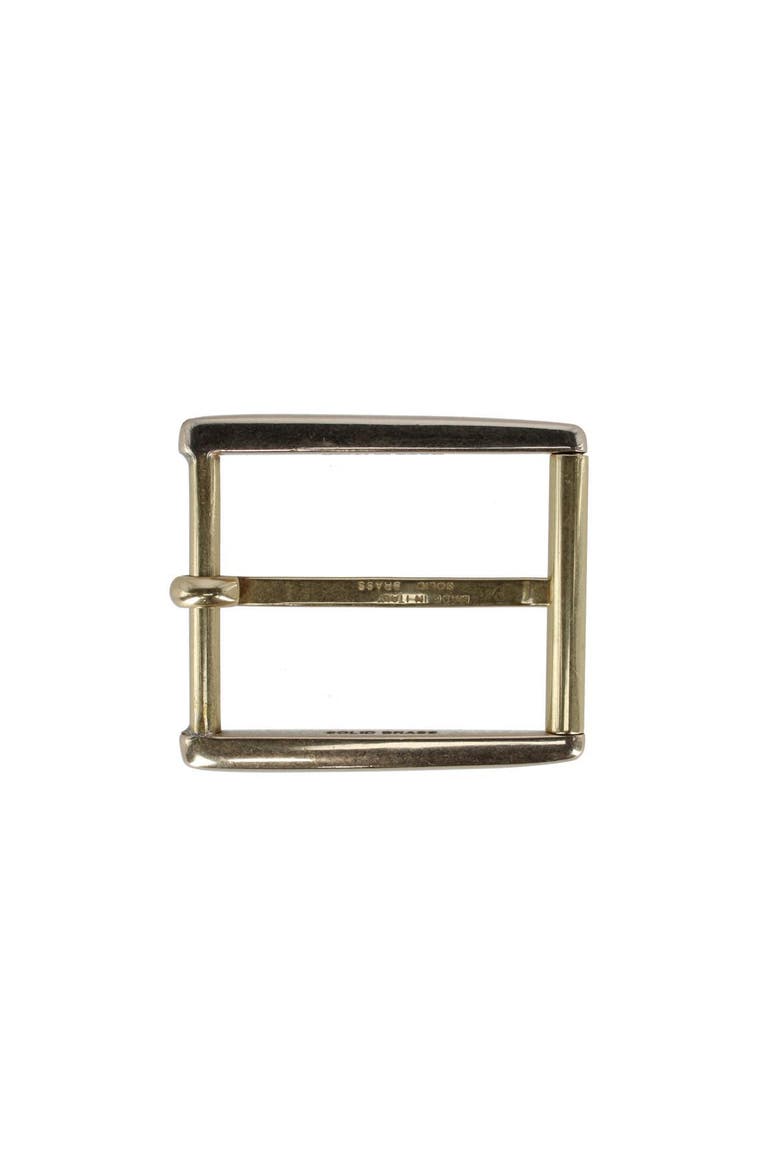 35mm Rectangular Classic Solid Brass Roller Harness Belt Buckle, Alternate, color, Polished Brass